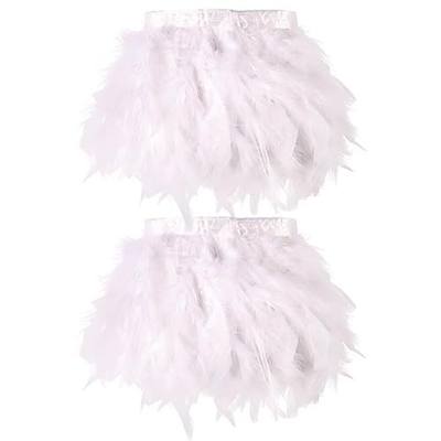 whitefeather White 4 Yards Turkey Feather Trim - 4~6in Fashion Dress Sewing - Natural Fluffy Feather Trim Fringe for Party Clothing DIY Sewing Craft Wedding Dress