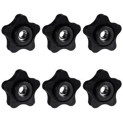 Oruola 6pcs 5/16 Inch Star Knobs,Female Thread Knob Black,5 Star Shaped Threaded Knob,5/16-18 Thread Knob Nut for T Track Bolts Jigs Knobs,Sawing Machine, Drilling Machine, Plastic Screw-On Type Black