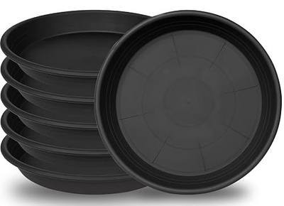 6 Pack Plant Saucer Plant Tray, 4 6 8 10 12 13 15 17 19 inch Plant Trays for Pots, Heavy Duty Plant Trays for Indoors no Holes, Plastic Plant Saucer for Planter, Bird Bath Bowls (6", Black)