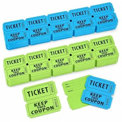 MAQIHAN 800PCS Raffle Tickets Roll - 50/50 Double Raffle Tickets, Perforated Line Consecutive Numbers Tearable Writable Ticket for Raffles, Events, Carnivals, Entry, Lottery, Prizes, Green & Blue