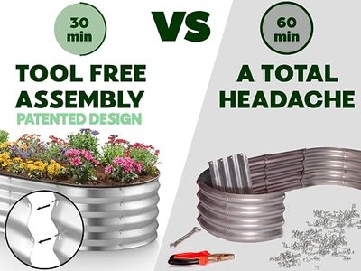 Plant & Plot Galvanized Raised Garden Beds Outdoor // 8×4×1 ft (2-Pack) Planter Raised Beds for Gardening, Vegetables, Flowers // Large Metal Garden Box // Patented Tool-Free Design (Silver)
