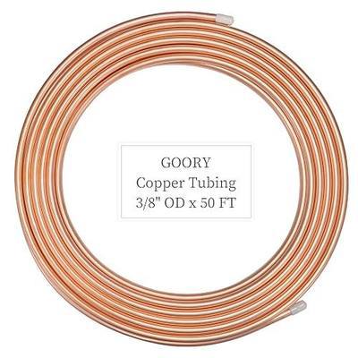 GOORY Copper Tubing 3/8" OD x 0.328" ID x 50 FT - 99.9% C12200 Pure ACR Tube - ASTM B280 Refrigeration T2 Copper Tube Soft Coil - Round Seamless Tubing for HVAC System Refrigerator Industry DIY