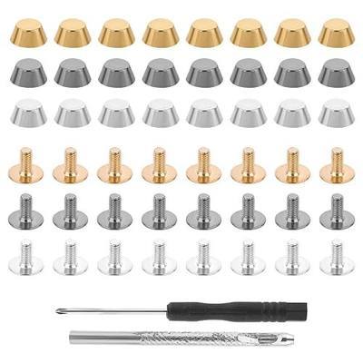 26Pcs Handbag Purse Feet Handbag Feet Nailhead Brass Studs Screw-Back Feet Flat Head Stud Metal Studs Rivet Leather Craft DIY for DIY Purse Handbag Leather Craft