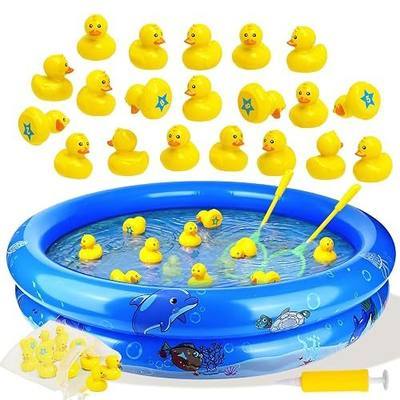 Duck Matching Game Toys for Kids - 20 Plastic Ducks with Numbers,34" x 7" Kiddie Pool | Storage Bag, 2 Nets - Fun Memory Games - Water Outdoor Game for Children,Preschoolers,Birthday Party Carnival