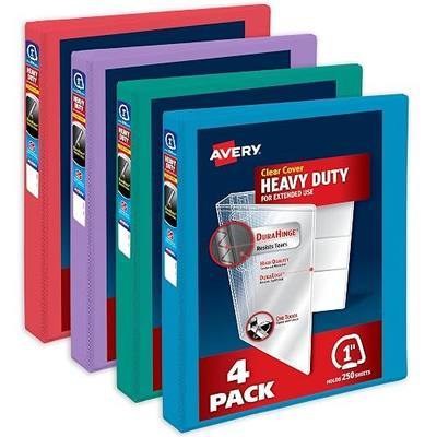 Avery Heavy-Duty View 3 Ring Binders, 1 Inch One Touch Slant Rings, 250-Sheet Capacity, Assorted Bright Colors, 4-Pack (79630) – for School, Office, Teachers, Classrooms & Home Organization