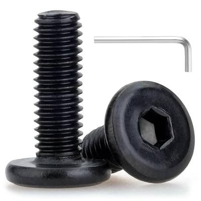 M5 x 15mm 10 Pcs Flat Round Head Hex Socket Cap Screws, 304 Stainless Steel Bolts, Fully Threaded, Black Oxide Finish with hex Wrench, Furniture, DIY, 3D Printing