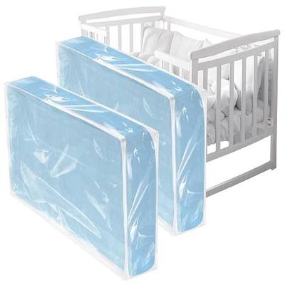 Colingmill 2 Pcs Crib Mattress Storage Bag with Zipper, 4+ Mil Clear Plastic Waterproof Crib Mattress Bag for Moving and Storage, 52.5x28x6.5 Inches