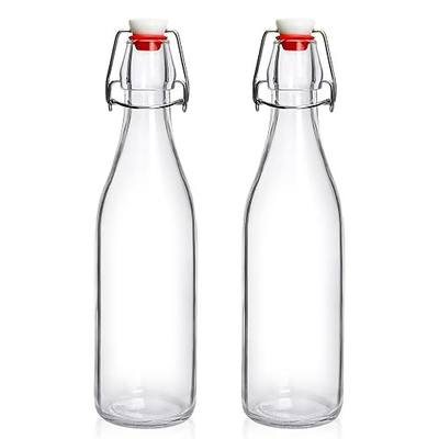 2 Pack Swing Top Glass Bottles 16oz, Flip Top Glass Bottle with Airtight Lid for Fermentation, Kombucha, Mead, Vanilla Extract, Coquito, Vinegar, Beer, Kefir, Wine, Soda, Juice, Oil for Home Brewing