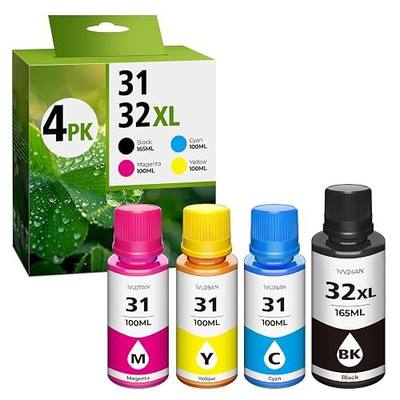 31 Ink 32XL Black Ink Bottle Set, Smart Tank 5101 7602 6001 5000 Refill Compatible with HP 31 32XL Ink Bottles Set for Smart Tank 651 5101 5000 7602 5103 6001 7301 7001 7302 5102 7002 7006 Printers