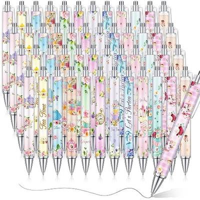 Cholemy 48 Pcs Floral Tea Party Favors Tea Party Ink Pens Vintage Teapot Pens Bulk Fancy Retractable Ballpoint Pens Cute Pens for Women Princess Birthday Wedding Gifts Office Classroom Supplies