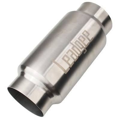3" Inlet&Outlet Exhaust Resonator,9" Overall Length Center Straight Through Stainless Steel Muffler,Polished