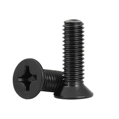 #10-24 x 3/4'' (50Pack) Flat Head Machine Screw, Phillips Drive, Black Oxide 304 Stainless Steel 18-8, Bright Finish, Fully Machine Thread