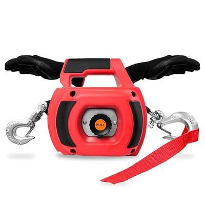 Portable Drill Winch, 1500LB Capacity Hand Winch with 40FT Steel Cable, 360° Swivel Hook, Powered by Cordless Drill for ATV UTV Trailer Loading, Lawn Tractor Pulling, Heavy Lifting & Dragging