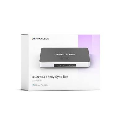 Fancyleds 3 Port 2.1 Fancy Sync Box Streaming Media Player TV LED Synced Backlight with HDMI 2.1, 4K 120Hz, 144Hz, 8K 60Hz, VRR, ALLM, 96 RGBW LEDs Per Meter Ambient Lighting (for 70" to 95" TVs)