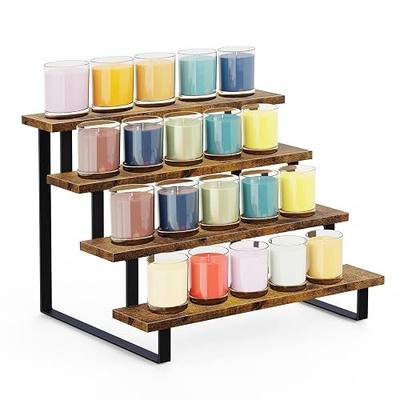 ELITEROO Wood Tiered Display Stand, 4 Tier Display Stands for Vendor Events, Retail Craft Show Display Risers, Table Top Market Display Shelf for Perfume Candles Tumbler Figures Makeup, Straight