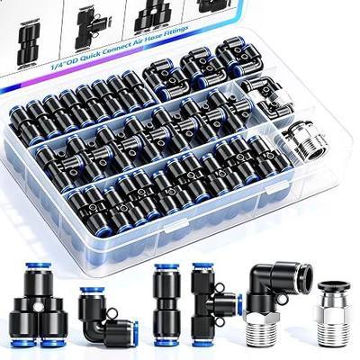 mxuteuk 1/4" OD Push to Connect Fittings,1/4" OD Air Line Fittings,Quick Connect Air Hose Fittings for 1/4" Tube (34PCS)
