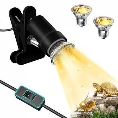 GOZILLA Reptile Heat Lamp, 360°Rota-Table Turtle Light with 25W+50W UVA/UVB Reptile Light Bulbs, Turtle Lamp for Reptile and Amphibian Tanks, Terrariums and Cages.(Black)