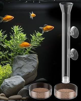 Pawfly 8 Inch Aquarium Shrimp Feeder Set, Clear Glass Tube with 2 Dishes & Suction Cups, Feeding Supplies for Fish Tanks