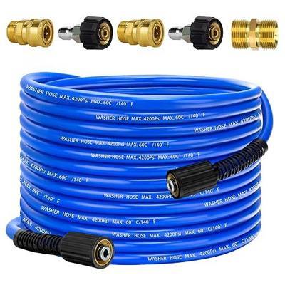 Pressure Power Washer Hose 50 FT x 1/4", Super Flexible Kink Resistant Car Washer Replacement with M22 Fittings & 3/8" Quick Connect Adapters for Ryobi Troy Bilt Flexzilla Greenworks & More, 4200PSI