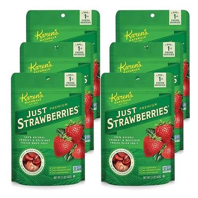 Karen's Naturals Freeze-Dried Strawberries, 1.5oz, Pack of 6 - Flavor Packed Freeze Dried Fruit Snack, Crunchy Strawberries, Healthy Snack for Kids & Adults, No Added Sweeteners, Gluten & Allergy Free
