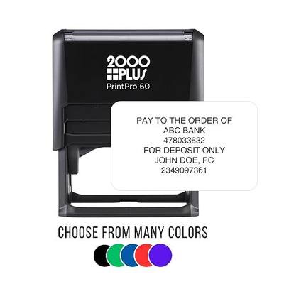 Custom Bank Check Endorsement for Deposit | Self-Inking Rubber Stamp | Text up to 6 Lines | 5 Color Choices