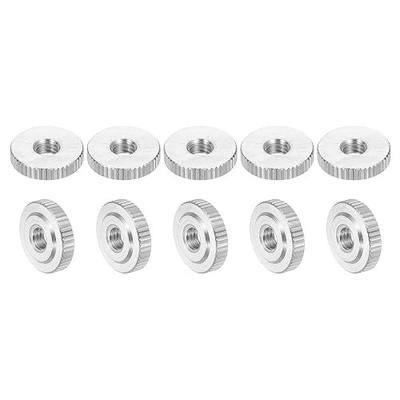 uxcell 10Pcs M4 Knurled Thumb Nuts, 304 Stainless Steel Round Knurled Flat Head Through Hole Handle Nut, Lock Adjusting Nuts, Thin Type, Silver