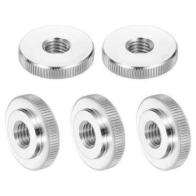 uxcell 5Pcs M10 Knurled Thumb Nuts, 304 Stainless Steel Round Knurled Flat Head Through Hole Handle Nut, Lock Adjusting Nuts, Thin Type, Silver