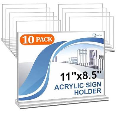 Daofary 10 Pack Acrylic Sign Holder 8.5 x 11 Horizontal, Double-Sided Stand up Table Top Sign Holders, Clear Acrylic Picture Frame Menu Flyer Paper Holder Display Stand for Office Business Store Wedding Party
