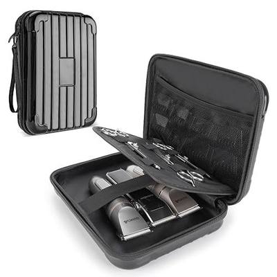 SMYV Barber Case for Clippers and Supplies, Portable Travel Case for Barber Accessories, Hair Trimmer Storage Organizer for Men's Grooming Kits - Black