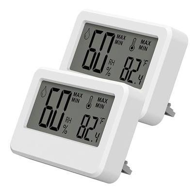 2 Pack Mini Digital Hygrometer, Reptile Thermometer, Humidity Meter, Hydrometer Incubator Thermometer, C/F Switch, MAX/MIN Records (White)