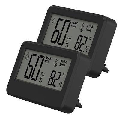 2 Pack Mini Digital Hygrometer and Thermometer,Reptile Thermometer with Magnetic & Tablestand, Indoor Temperature and Humidity Meter Gauge, C/F Switch, MAX/MIN Records (Black)