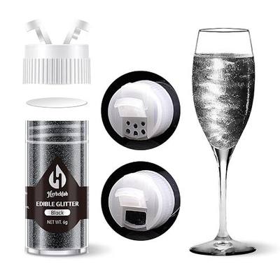 Black Edible Glitter – 6g Luster Dust Drink Glitter, Food Grade Shimmer Powder for Cocktails, Cakes, Beverages, Chocolate & Candy