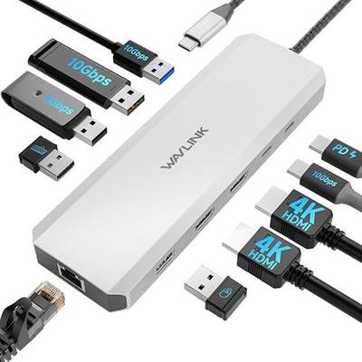 WAVLINK Laptop Docking Station, Docking Station Dual Monitor for HDMI | Single 4K@60Hz, 100W PD in,3×USB-C/A 10Gb, Gigabit Ethernet, Compatible with Dell/HP/Lenovo, Windows Only