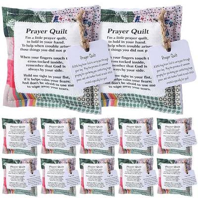 Fanfanwin 12 Pcs Mini Prayer Quilt with Cross Inside, Christian Vintage Pocket Scripture Prayer Quilt Squares Sympathy Gifts for Women Clergy Pastor Appreciation Favors(Classic)