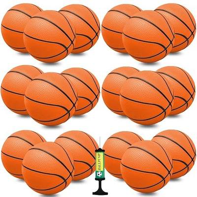 18 Pcs 5" Mini Basketball Set with Pump, PVC Small Basketball for Over The Door Hoop Games, Party Favors, Indoor Outdoor Play, Adults Kids, Pool Beach
