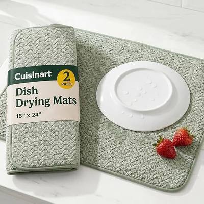 Cuisinart Dish Drying Mat for Kitchen Counter, 2-Pack XL 18"x24" | Ultra absorbent, quick-dry microfiber, machine washable countertop pad, safe for granite and quartz, ideal for large loads