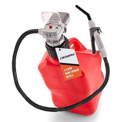 Deway Fuel Pump, Trigger Nozzle, VP Racing Adapter, 51in Hose, 4-AA | Universal screw-on design fills or drains fuel and other liquids without lifting heavy cans.