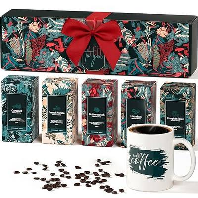 Coffee Gifts Set For Women & Men - Includes 5 Ground Coffee Flavors and Mug - Unique Christmas Gift Set for Women and Men