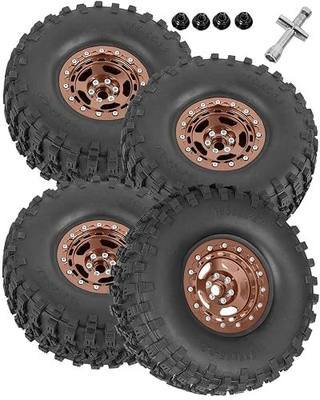 2.2in Aluminium Wheels&Wheel Rim Tires Beadlock Wheel&Wheel Hub Rim Upgrades Part for 1/10 SCX10 SCX10II SCX10III 90046 TRX4 D90.4PCS(135 * 55MM),Bronze