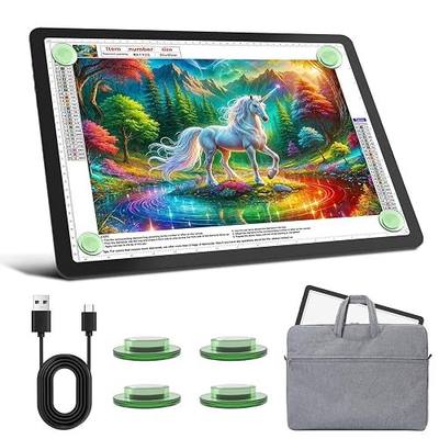 Rechargeable A3 Diamond Art Light Board with Carry Bag, 5600 Lux Tracing Light Box with Side Physical Buttons, 3 Colors & 6 Levels of Brightness, LED Light Pad for Diamond Painting, Weeding Vinyl