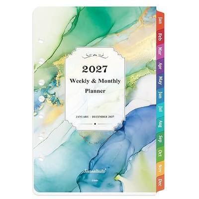 2027 Planner Refills - Planner Refills 2027, JAN 2027 - DEC 2027, A5 Planner Inserts, 2027 Weekly and Monthly Planner Refill, 5.5 x 8.5 inch, 7 Holes - Green