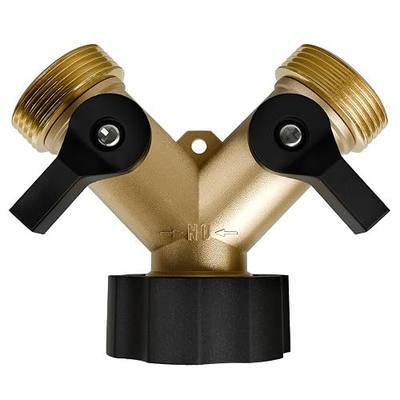 Garden Hose Splitter 2 Valves, Heavy Duty Solid Brass Hose with 2 Extra Rubber Washers, Y Connector Brass Garden Hose Adapter, Water Hose Splitter, Hose Spigot, Zero Leaks & Accessories