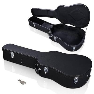 Acoustic Guitar Hard Shell Carrying Case, 41" Acoustic Guitar Wooden Hard Shell Lockable with Key, Black (Acoustic Guitar)