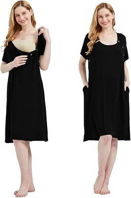 Mama & Wish Labor and Delivery Gown 3 in 1 Labor, Delivery and Nursing Gown for Hospital Made with Ultra-Soft Fabric