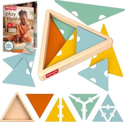 Fisher-Price Wood Montessori Triangle Puzzle Learning Activity | 10 Wooden Pieces + Expert Play Tips, American Montessori Society Seal of Excellence, Preschool Kids Ages 3+ Years
