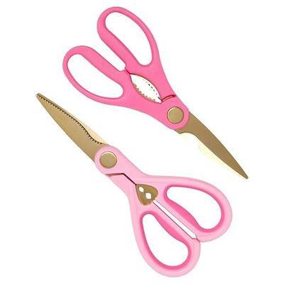 Paris Hilton All Purpose Kitchen Shears, Premium Stainless Steel Blades with Ergonomic Soft Grip Handles, 2-Piece Set, Pink
