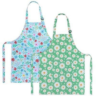 2 Pack Kids Apron, Cute Cooking Aprons, Waterproof Art Apron with Pockets, Toddler Painting Artist Apron Adjustable