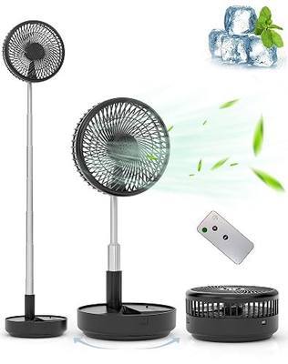 Portable Fan for Travel, Rechargeable Oscillating Fan with Remote | 7200mAh Battery, Max 21H Runtime, Foldable Telescopic 7.7" for Sleeping Travel Camping Cruise Hotel Bedroom, Black