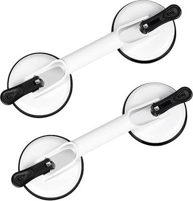 FCHO Glass Suction Cups Heavy Duty Aluminum Hooks for Tile Glass Lifting Dent Puller 2 Pack White | Heavy Duty Aluminum Glass Suction Cup Lifter, Aluminum Vacuum Plate Holder Hooks, For Glass Tile Lifting Dent Pulling, Bathro