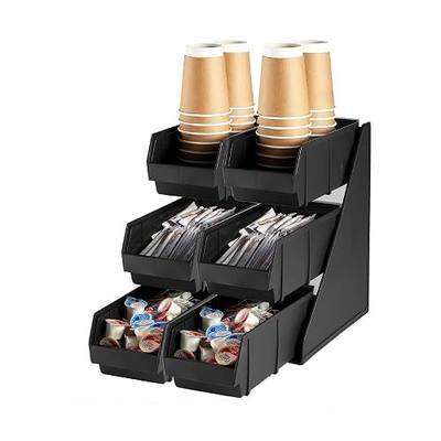 CURTA Black Self Serve Condiment Bin Stand Set, 3-Tier Stand with 6 Bins, 20" D x11.5" W x 14" H, Coffee Bar Beverage Station